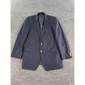 Ralph Lauren Blazer 46 L Navy Wool Gold Button Logo University Premium Sport LRL